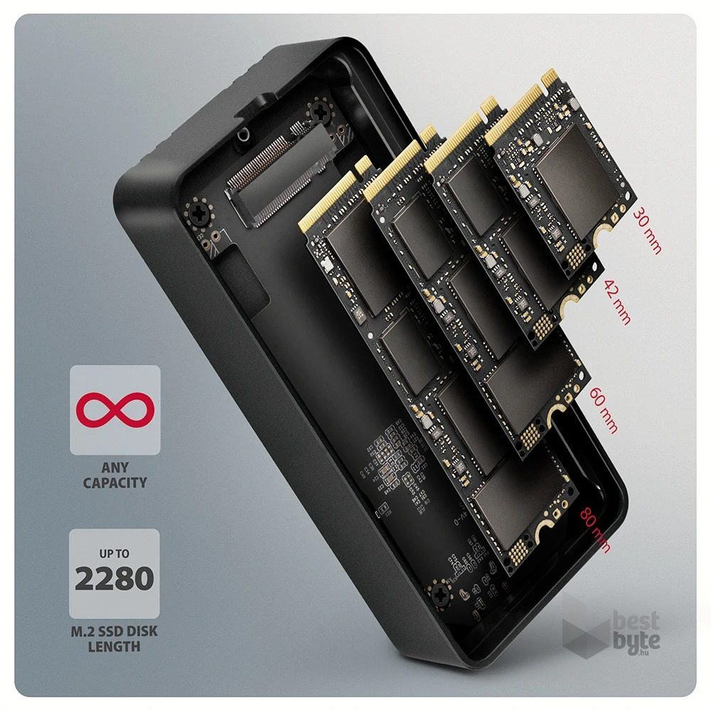 Axagon EEM2-40G M.2 NVMe SSD-hez USB-C 40Gbps külső ház
