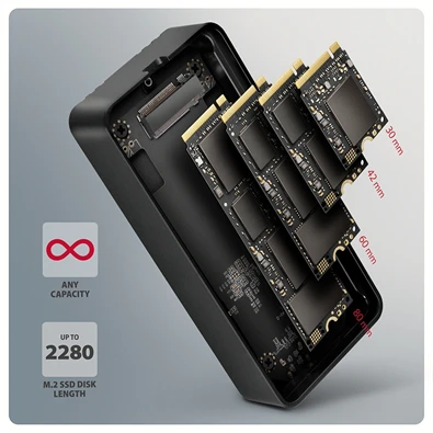 Axagon EEM2-40G M.2 NVMe SSD-hez USB-C 40Gbps külső ház