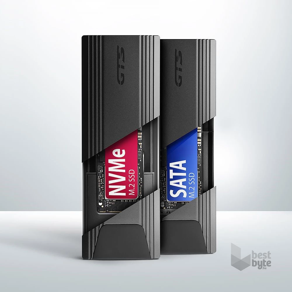 Axagon EEM2-GTS2 USB-C 3.2 Gen 2 M.2 NVMe/SATA szürke csavar nélküli külső SSD ház