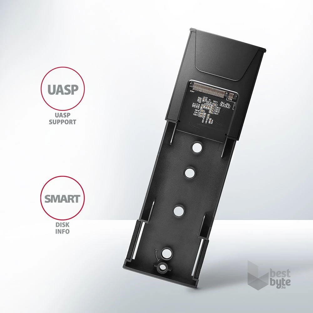 Axagon EEM2-GTS2 USB-C 3.2 Gen 2 M.2 NVMe/SATA szürke csavar nélküli külső SSD ház