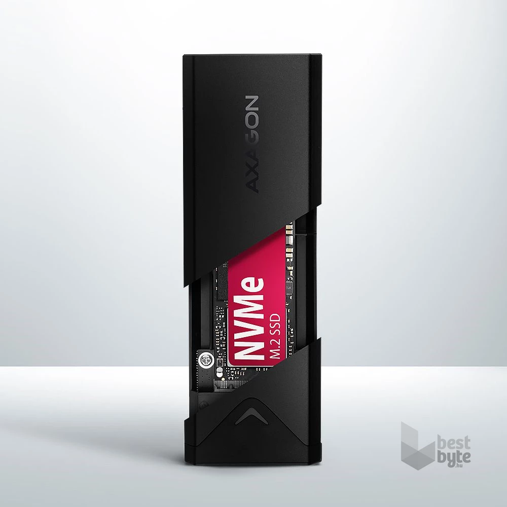 Axagon EEM2-UB2 USB-C 3.2 Gen 2 M.2 NVMe fekete csavar nélküli külső SSD ház