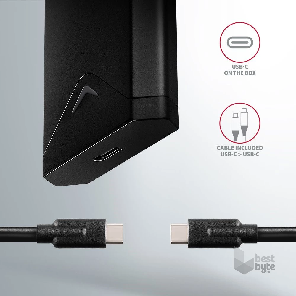 Axagon EEM2-UB2 USB-C 3.2 Gen 2 M.2 NVMe fekete csavar nélküli külső SSD ház