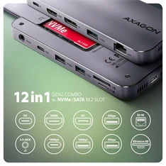 Axagon HMC-12GM2 12in1 USB HUB