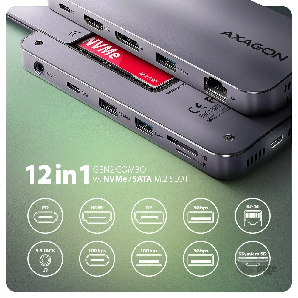 Axagon HMC-12GM2 12in1 USB HUB