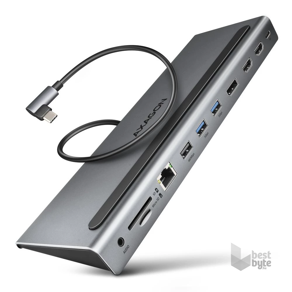 Axagon HMC-4KX3 11in1 ezüst Type C USB HUB
