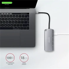 Axagon HMC-6M2 SUPERSPEED USB-C COMBO ezüst-fekete  6in1 hub