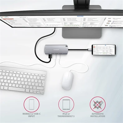Axagon HMC-6M2 SUPERSPEED USB-C COMBO ezüst-fekete  6in1 hub