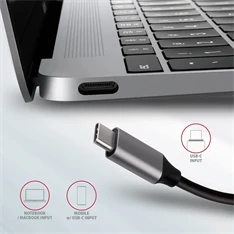 Axagon HMC-6M2 SUPERSPEED USB-C COMBO ezüst-fekete  6in1 hub