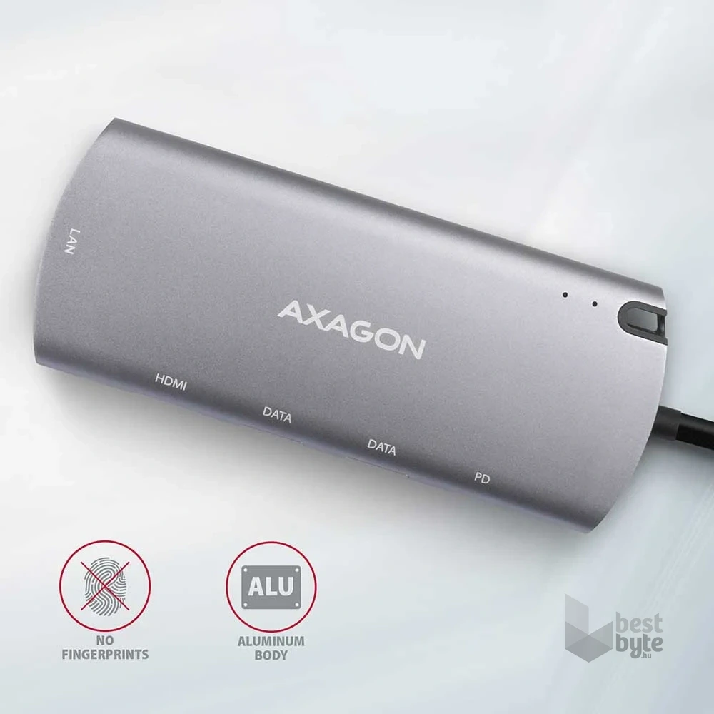 Axagon HMC-6M2 SUPERSPEED USB-C COMBO ezüst-fekete  6in1 hub