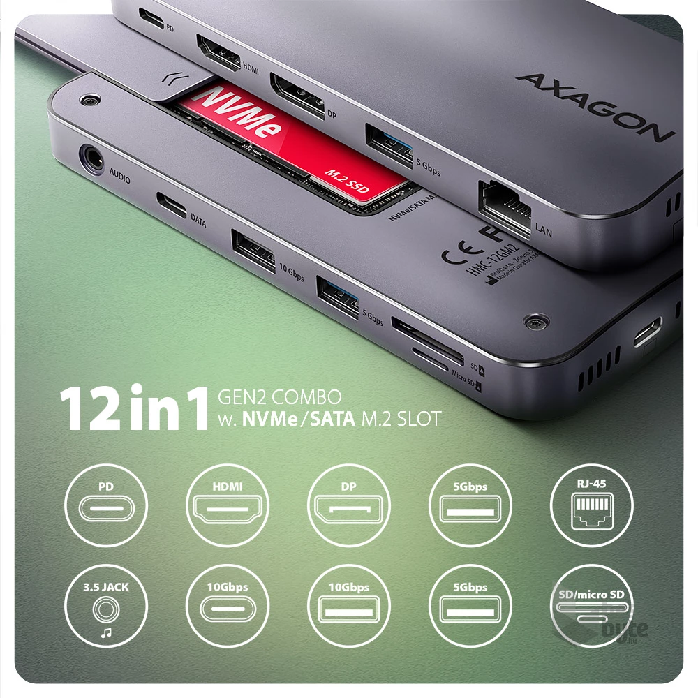 Axagon HMC-12GM2 12in1 USB HUB