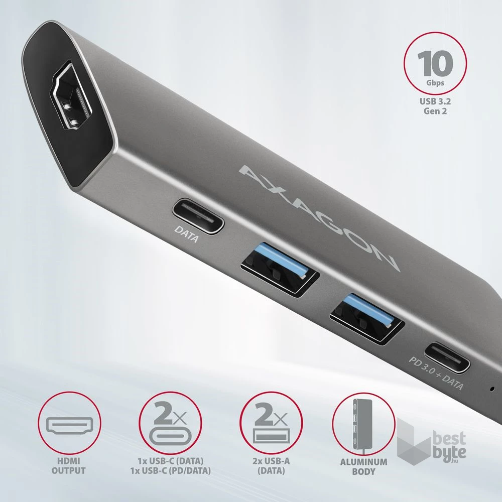 Axagon HMC-5G21 USB-C 10Gbps SPEEDSTER 5in1 hub