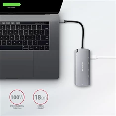 Axagon HMC-6M2 SUPERSPEED USB-C COMBO ezüstfekete  6IN1 HUB