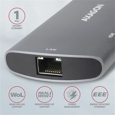 Axagon HMC-6M2 SUPERSPEED USB-C COMBO ezüstfekete  6IN1 HUB