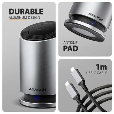 Axagon HMC-WL9 USB-C 10 Gbps 9in1 hub vezeték nélküli töltéssel