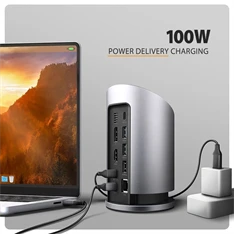 Axagon HMC-WL9 USB-C 10 Gbps 9in1 hub vezeték nélküli töltéssel