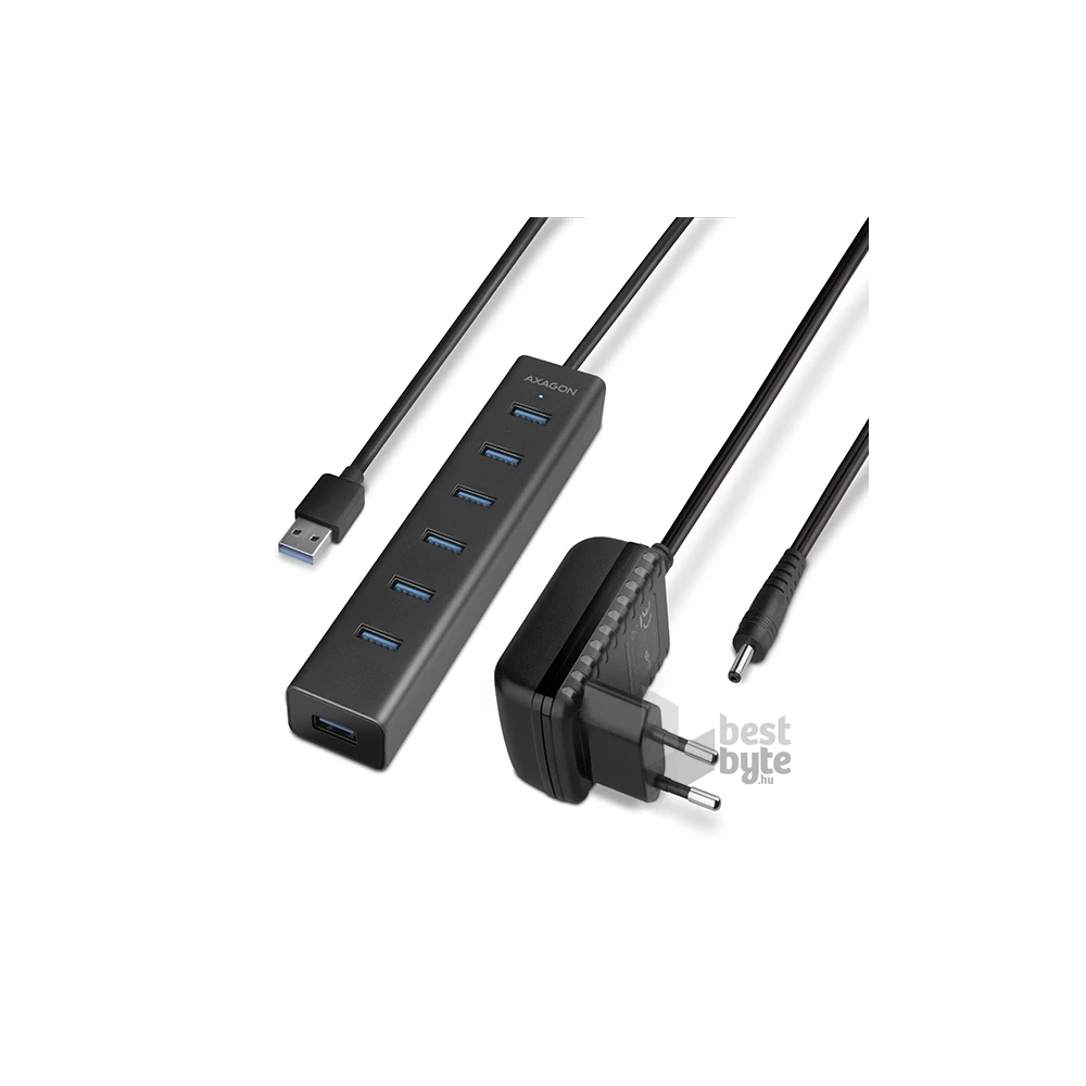 Axagon HUE-SA7BP 7 portos USB3.0 gyorstöltő fekete HUB