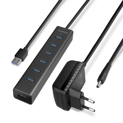 Axagon HUE-SA7BP 7 portos USB3.0 gyorstöltő fekete HUB