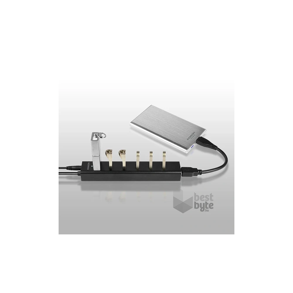 Axagon HUE-SA7BP 7 portos USB3.0 gyorstöltő fekete HUB