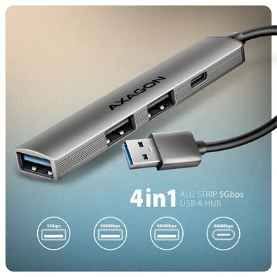 Axagon HUE-STA ALU STRIP USB-A 4 port hub