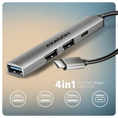 Axagon HUE-STC ALU STRIP USB-C 4 port hub