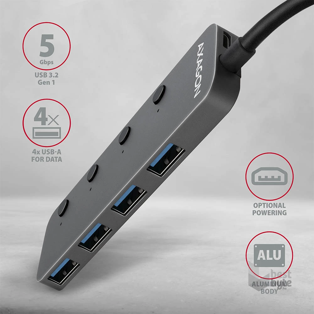 Axagon HUE-MSA 4 portos USB3.0 switch HUB