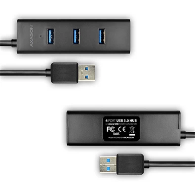 Axagon HUE-S2BP 4 portos USB3.0 gyorstöltő hosszú kábeles HUB tápegységgel