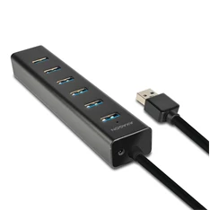 Axagon HUE-SA7BP 7 portos USB3.0 gyorstöltő fekete HUB