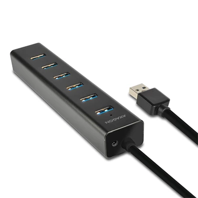 Axagon HUE-SA7BP 7 portos USB3.0 gyorstöltő fekete HUB