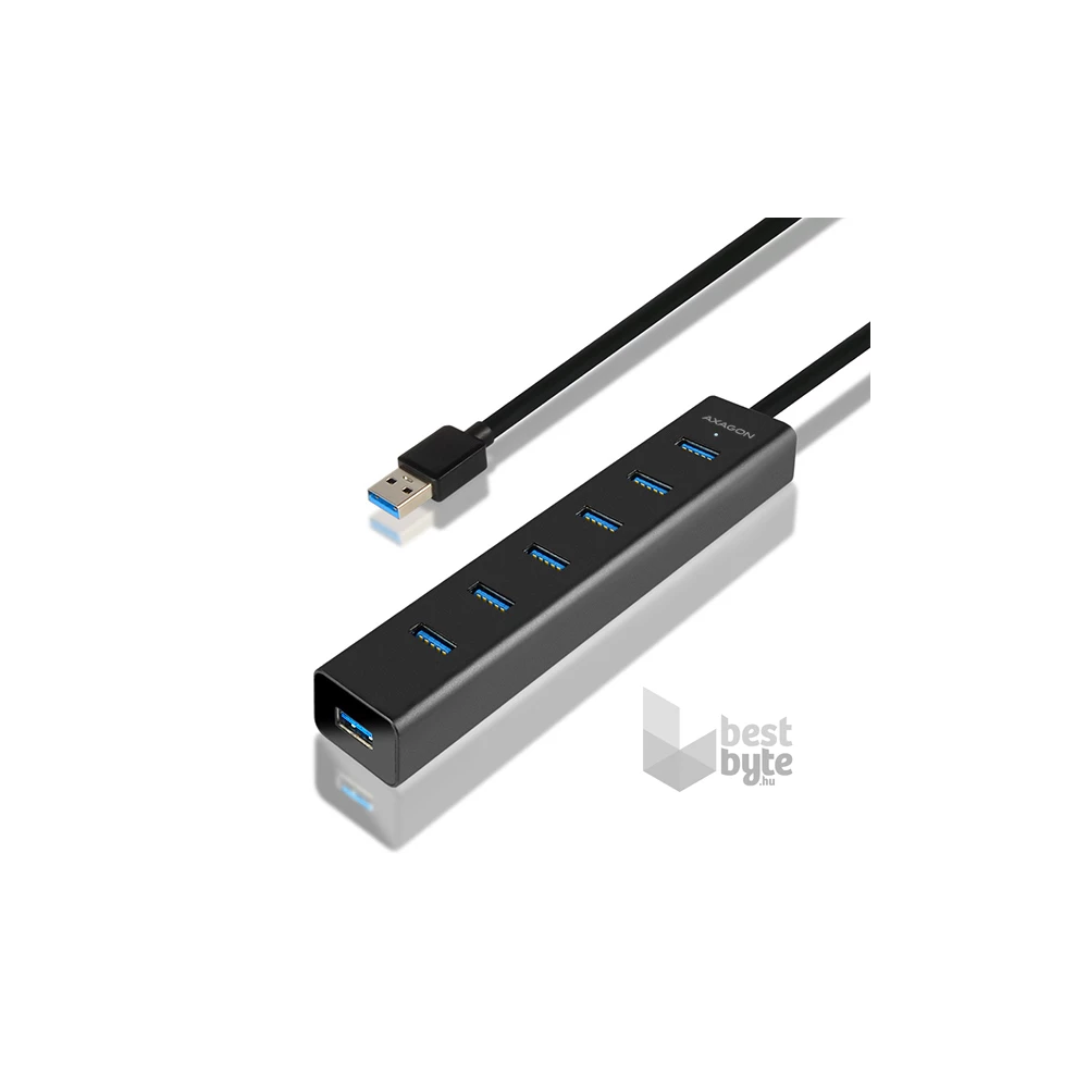 Axagon HUE-SA7BP 7 portos USB3.0 gyorstöltő fekete HUB