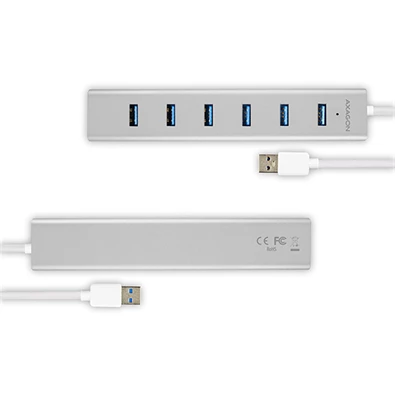 Axagon HUE-SA7SP 7 portos USB3.0 gyorstöltő ezüstszín HUB