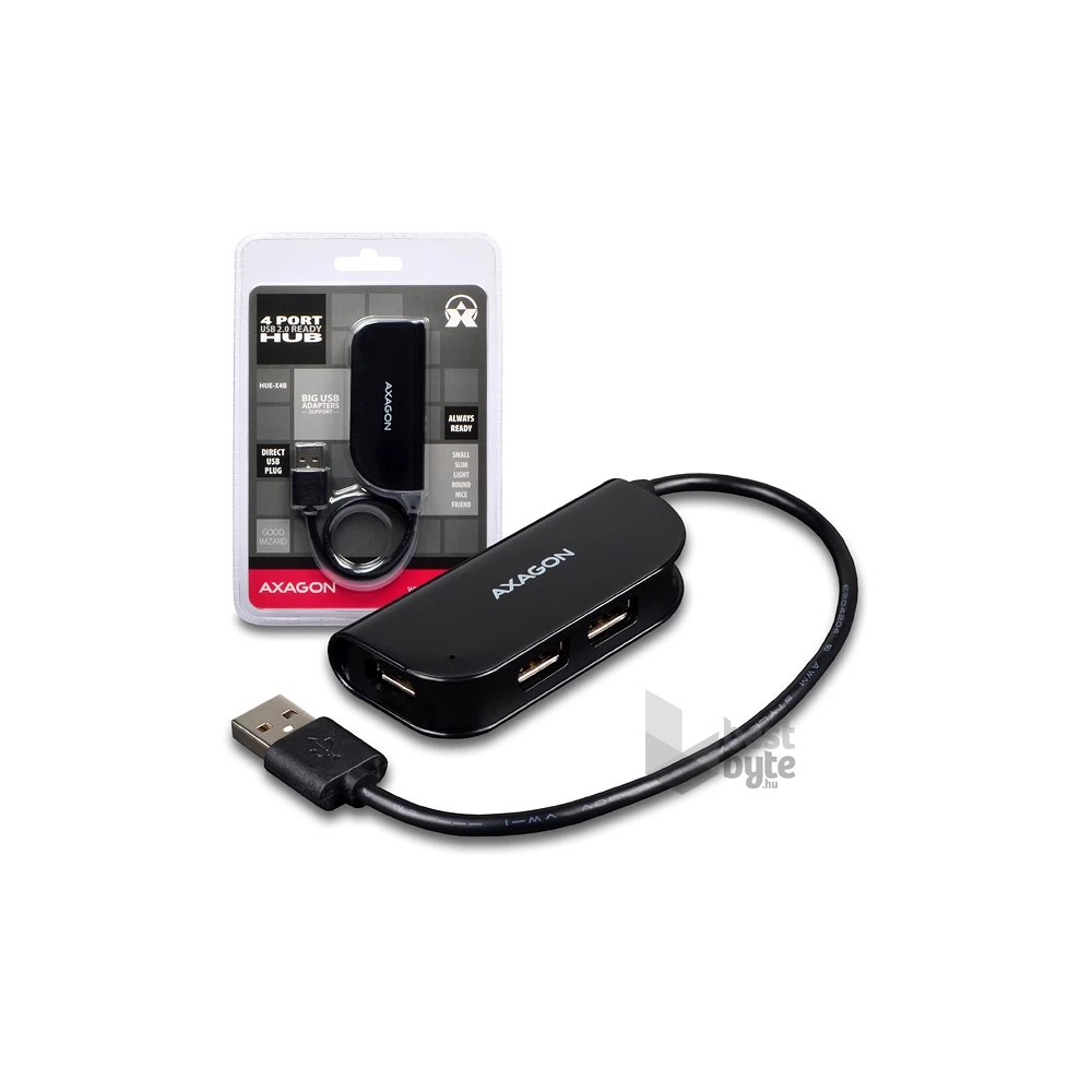 Axagon HUE-X4B 4 portos USB2.0 fekete HUB