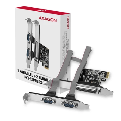Axagon PCEA-PSN 1 db párhuzamos portos 2 db soros portos 1 sávos PCI-Express kártya