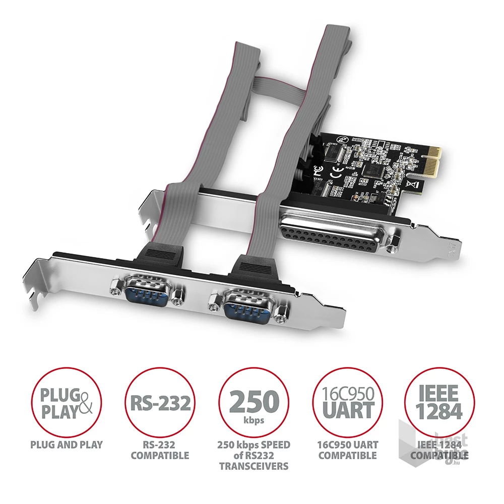 Axagon PCEA-PSN 1 db párhuzamos portos 2 db soros portos 1 sávos PCI-Express kártya