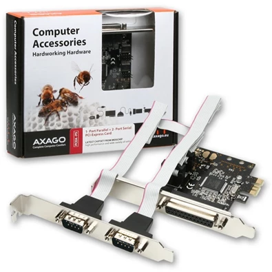 Axagon PCEA-PS 1 db párhuzamos portos 2 db soros portos 1 sávos PCI-Express kártya