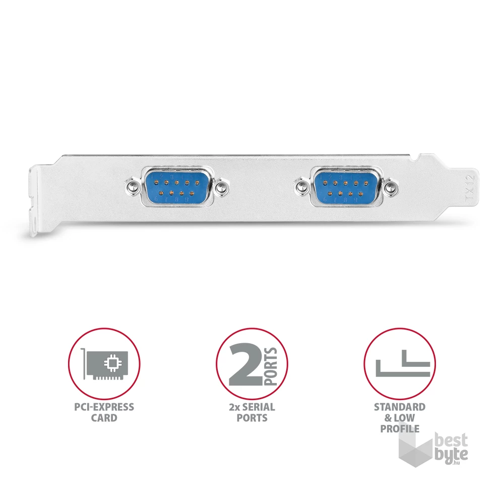 Axagon PCEA-S2N 2 db soros portos 1 sávos PCI-Express kártya