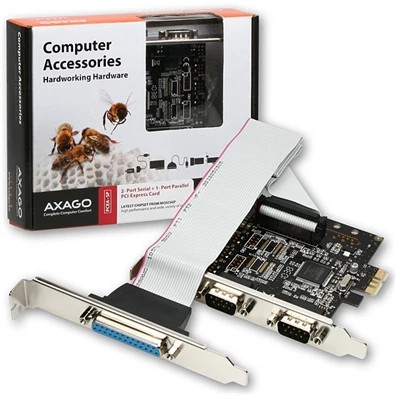 Axagon PCEA-SP 2 db soros portos 1 db párhuzamos portos 1 sávos PCI-Express kártya