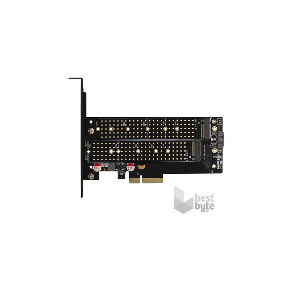 Axagon PCEM2-DC PCI-Express - NVME+NGFF M.2 hűtővel ellátott adapter
