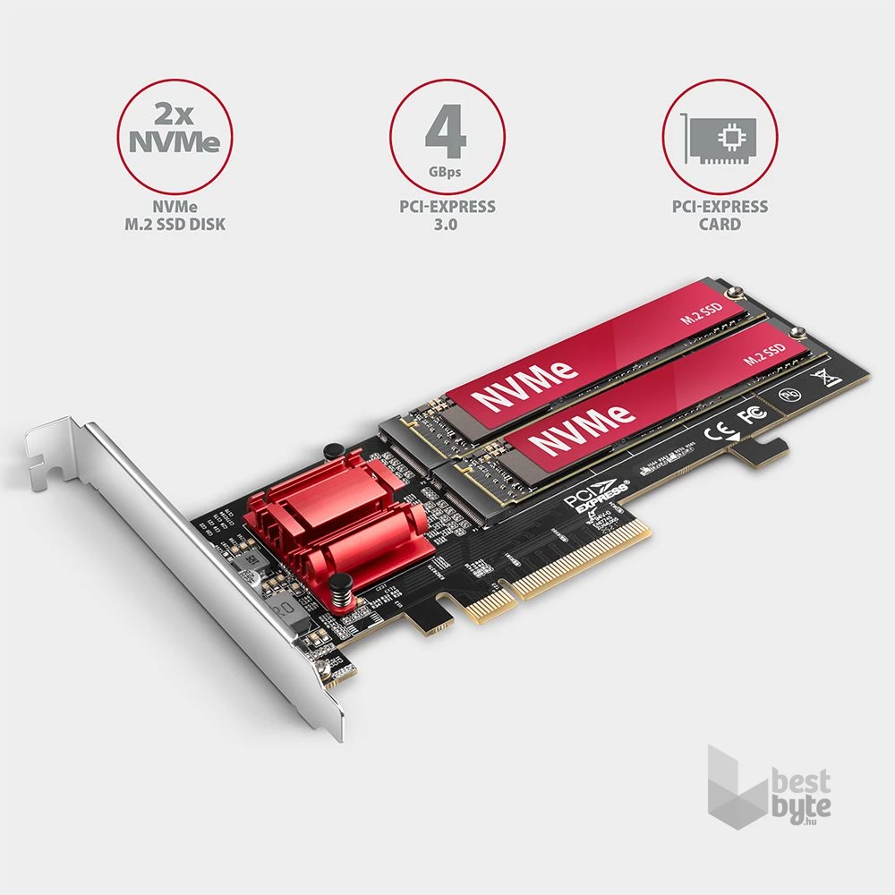 Axagon PCEM2-ND PCI-Express - NVME+M-key/dataswitch/SP/LP M.2 adapter