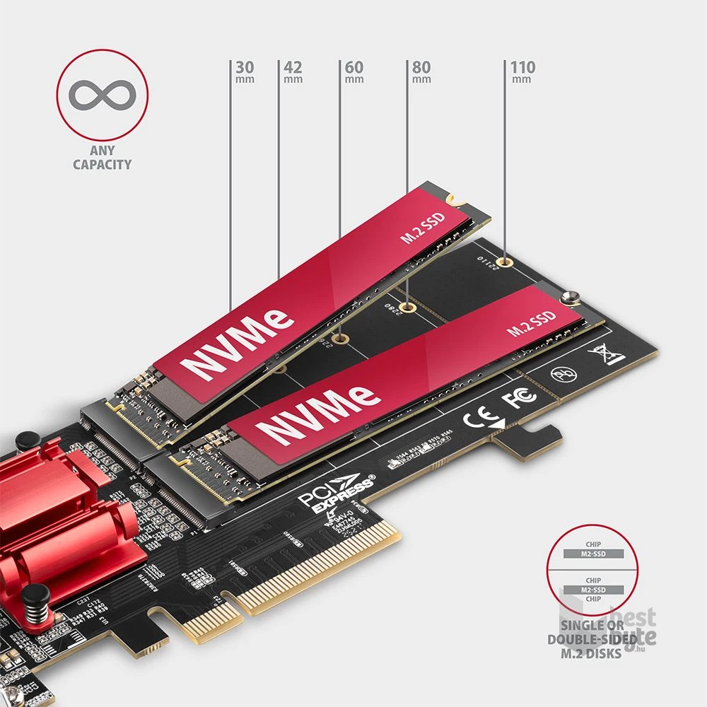 Axagon PCEM2-ND PCI-Express - NVME+M-key/dataswitch/SP/LP M.2 adapter