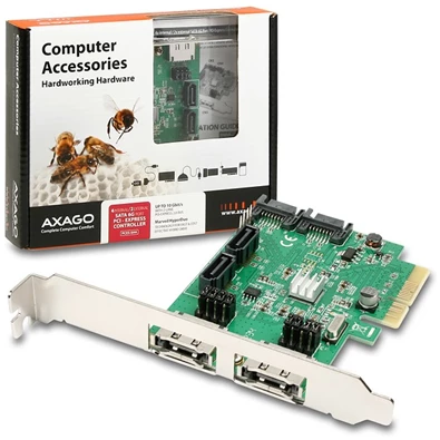Axagon PCES-SH4 4 db belső SATAIII portos 2 db eSATA portos 2 sávos PCI-Express kártya