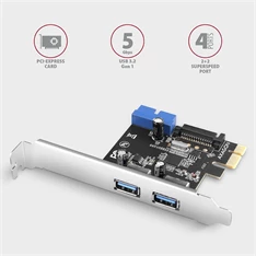 Axagon PCEU-232VLS 19 pines belső USB 3.2 gen1 csatlakozó + 2db USB 3.2 gen1 portos PCI-Express kártya