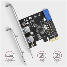 Axagon PCEU-232VLS 19 pines belső USB 3.2 gen1 csatlakozó + 2db USB 3.2 gen1 portos PCI-Express kártya