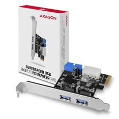 Axagon PCEU-232VL 2 db belső USB3.2 portos 2 db külső USB3.2 portos 1 sávos PCI-Express kártya