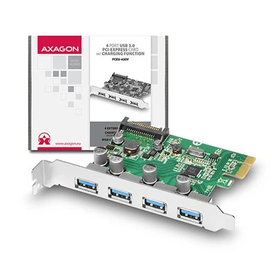Axagon PCEU-430V 4 db külső USB3.0 portos 1 sávos PCI-Express kártya
