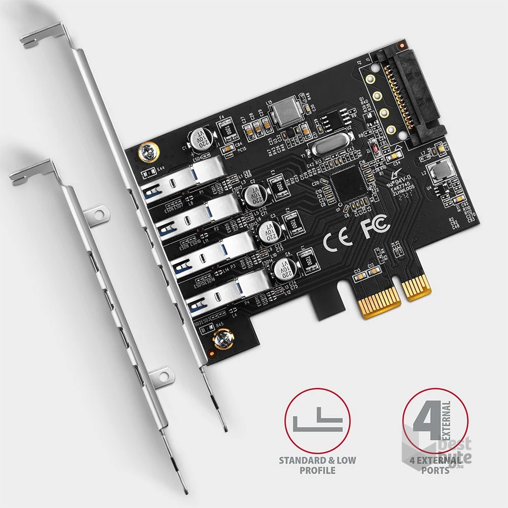 Axagon PCEU-43RS 4db USB 3.2 gen1 portos PCI-Express kártya
