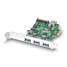 Axagon PCEU-43V 4 db külső USB3.0 portos 1 sávos LP támogatott PCI-Express kártya