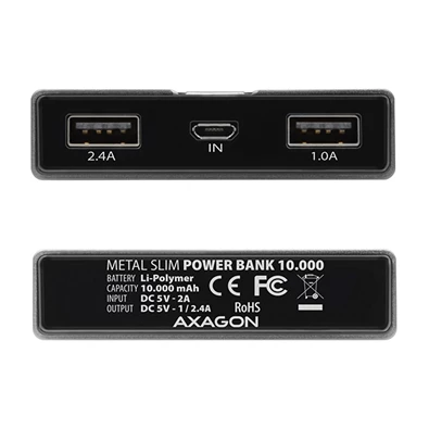 Axagon PWB-L10 10000mAh fekete power bank