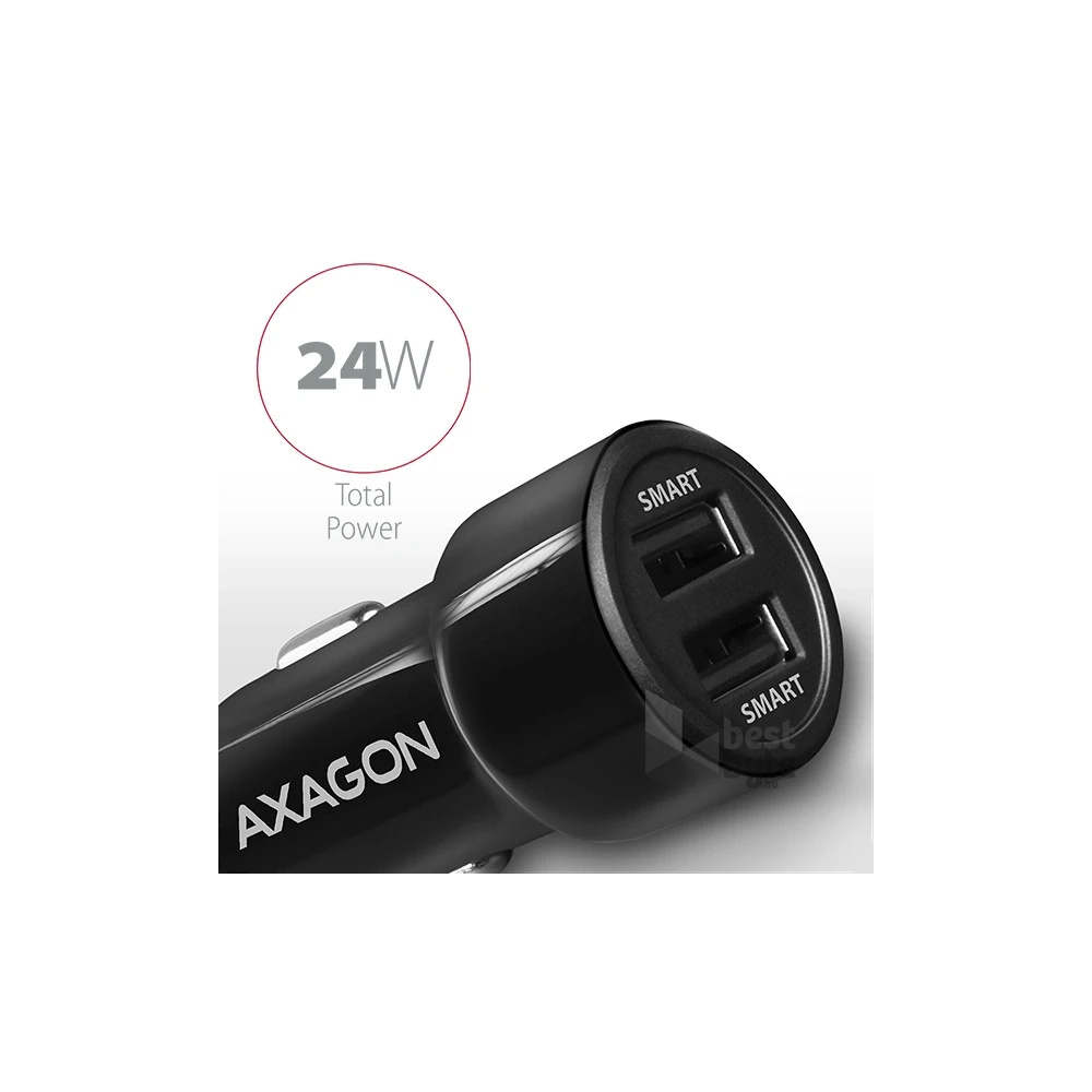 Axagon PWC-5V5 2.4A + 2.4A fekete autós töltő