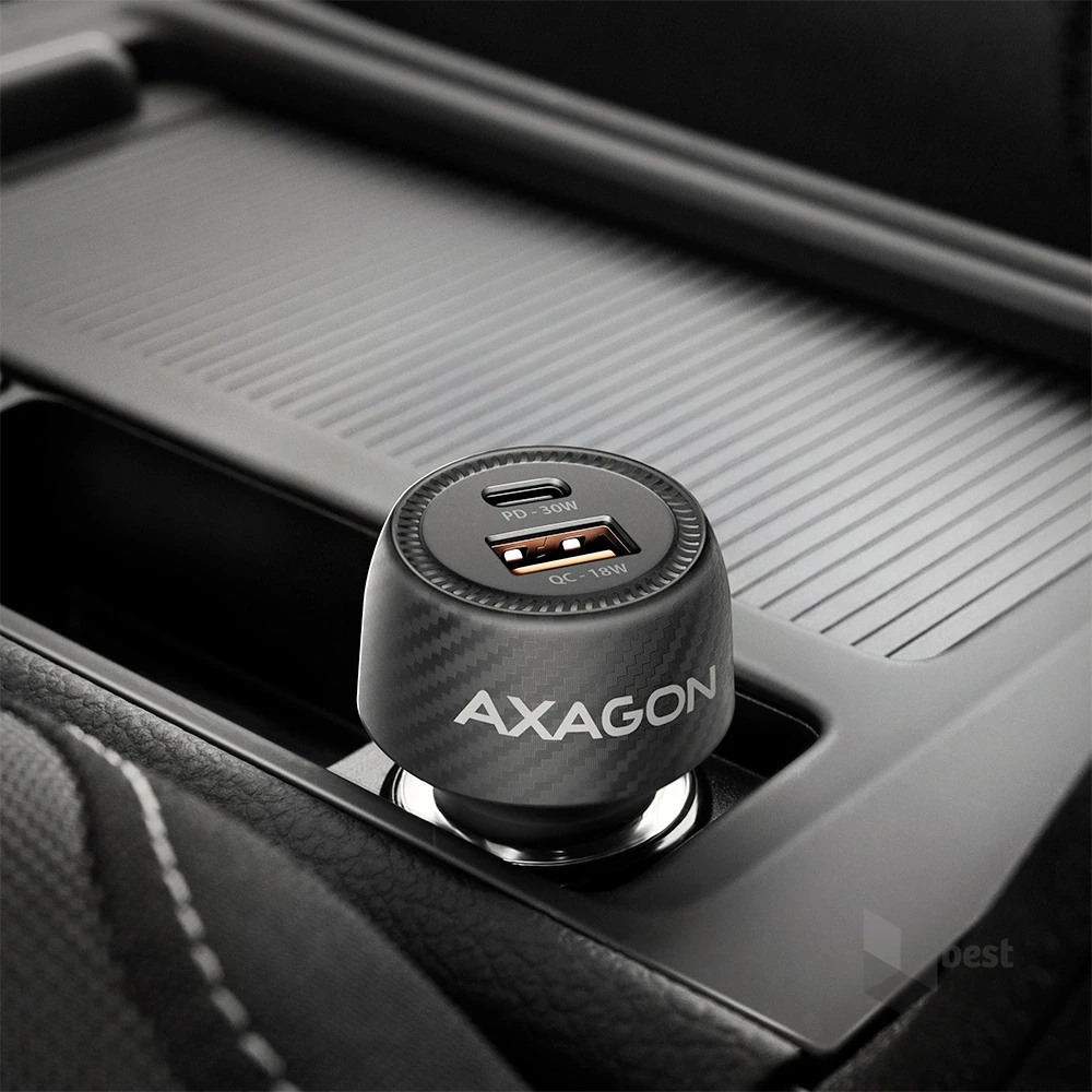Axagon PWC-PQ48 PD3.0 & QC4+ 2× OUTPUTS 48W két kimenettel (USB-A + USB-C) autós töltő