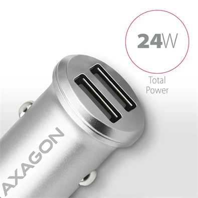 Axagon PWC-5V4 2.4A + 2.4A ezüst autós töltő